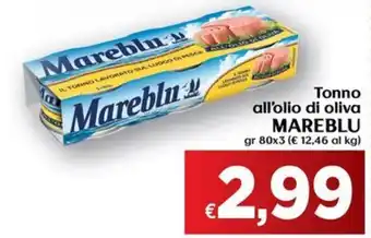 Eurospesa Tonno all'olio di oliva MAREBLU gr 80x3 offerta