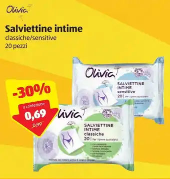 ALDI Olivia Salviettine intime 20 pezzi offerta