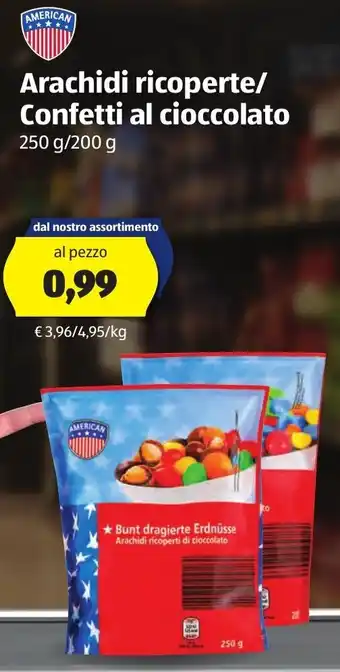ALDI Arachidi ricoperte/Confetti al cioccolato 250g/200g offerta
