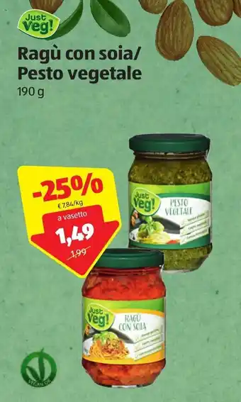 ALDI Ragù con soia/Pesto vegetale 190g offerta