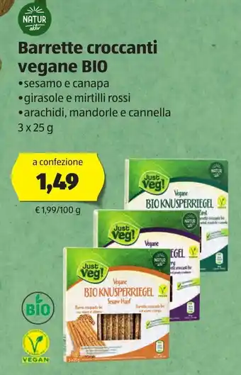 ALDI Barrette croccanti vegane BIO 3x25g offerta