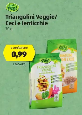 ALDI Triangolini Veggie/Ceci e lenticchie 70g offerta