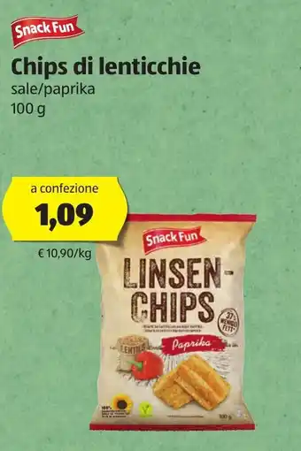 ALDI Snack Fun Chips di lenticchie 100g offerta