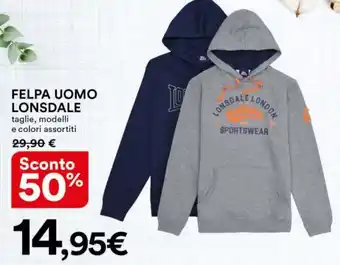 Ipercoop FELPA UOMO LONSDALE offerta