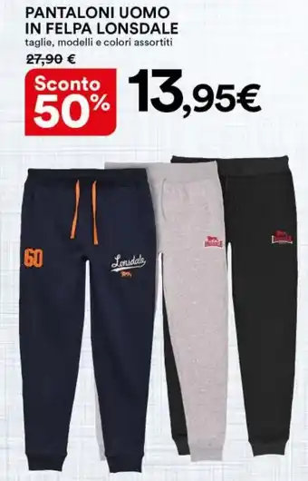 Ipercoop PANTALONI UOMO IN FELPA LONSDALE offerta