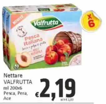 Paghi Poco Nettare VALFRUTTA ml 200x6 Pesca, Pera, Ace offerta