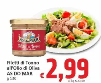 Paghi Poco Filetti di Tonno all'Olio di Oliva AS DO MAR g 130 offerta