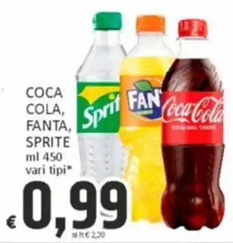 Paghi Poco COCA COLA, FANTA, SPRITE ml 450 vari tipi offerta