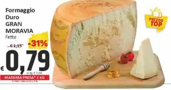 Paghi Poco Formaggio Duro GRAN MORAVIA l'etto offerta