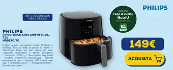 Euronics PHILIPS FRIGGITRICE ARIA AIRFRYER XL, 7.2L HD9270/70 offerta