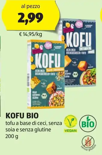 ALDI KOFU BIO tofu a base di ceci, senza soia e senza glutine 200 g offerta
