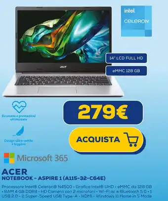 Euronics ACER NOTEBOOK - ASPIRE 1 (A115-32-C64E) offerta