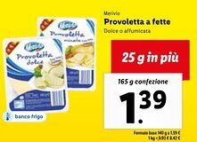 Lidl Merivio Provoletta a fette Dolce o affumicata 165 g confezione offerta