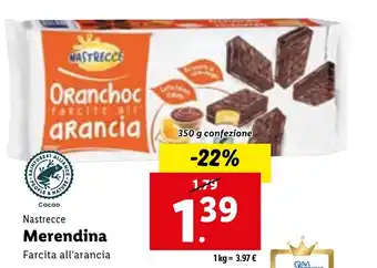 Lidl Nastrecce Merendina Farcita all'arancia 350 g confezione offerta