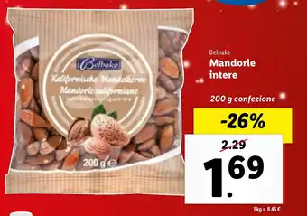 Lidl Belbake Mandorle intere 200 g confezione offerta