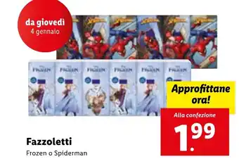Lidl Fazzoletti Frozen o Spiderman offerta