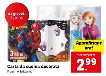 Carta da cucina decorata Frozen o Spiderman