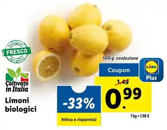 Lidl Limoni biologici 500 g confezione offerta