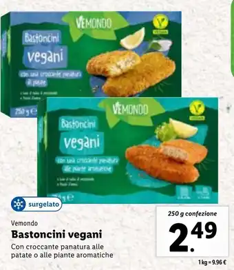Lidl Vemondo Bastoncini vegani 250 g confezione offerta