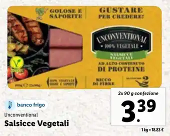 Lidl Unconventional Salsicce Vegetali 2x 90 g confezione offerta