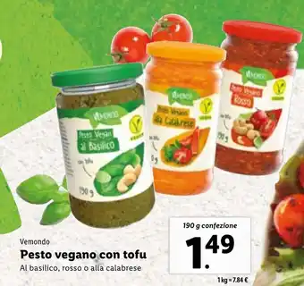 Lidl Vemondo Pesto vegano con tofu 190 g confezione offerta