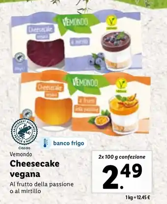 Lidl Vemondo Cheesecake vegana 2x 100 g confezione offerta