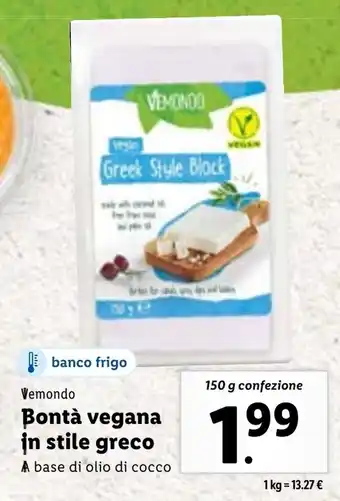 Lidl Vemondo Bontà vegana in stile greco 150 g confezione offerta