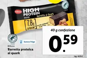 Lidl Milbona Barretta proteica al quark 40 g confezione offerta