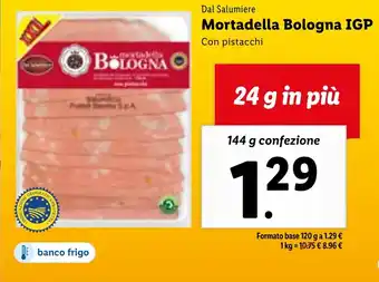 Lidl Dal Salumiere Mortadella Bologna IGP Con pistacchi 144 g confezione offerta