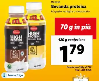 Lidl Milbona Bevanda proteica 420 g confezione offerta