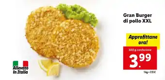 Lidl Gran Burger di pollo XXL 560 g confezione offerta