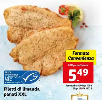 Lidl Filetti di limanda panati XXL 400 g confezione offerta