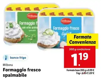 Lidl Milbona Formaggio fresco spalmabile 300 g confezione offerta