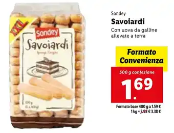 Lidl Sondey Savoiardi 500 g confezione offerta