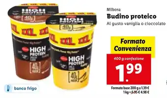 Lidl Milbona Budino proteico 400 g confezione offerta