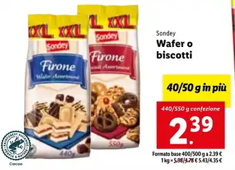 Lidl Sondey Wafer o biscotti 440/550 g confezione offerta