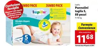 Lidl Lupilu Pannolini taglia 5, 88 pezzi 11-16 kg offerta