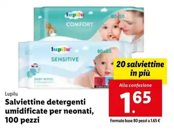 Lidl Lupilu Salviettine detergenti umidificate per neonati, 100 pezzi offerta