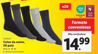 Lidl LIVERGY Calze da uomo, 20 paia offerta