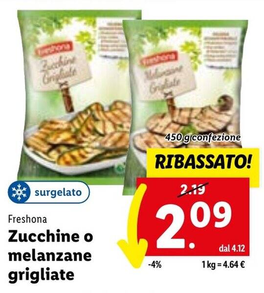 Freshona Zucchine o melanzane grigliate 450 g confezione offerta di Lidl