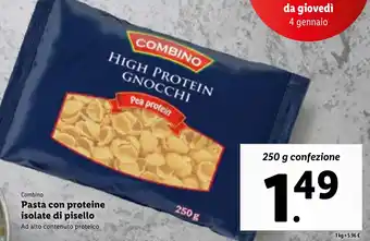Lidl Combino Pasta con proteine isolate di pisello 250 g confezione offerta
