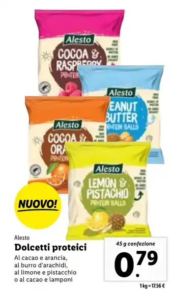 Lidl Alesto Dolcetti proteici 45 g confezione offerta