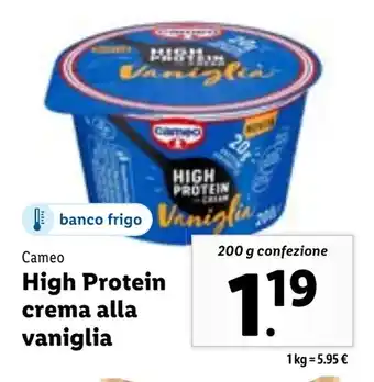 Lidl Cameo High Protein crema alla vaniglia 200 g confezione offerta