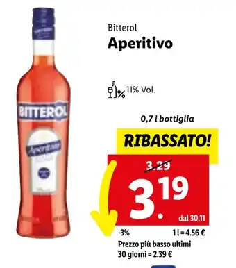 Lidl Bitterol Aperitivo 0,7 l bottiglia offerta