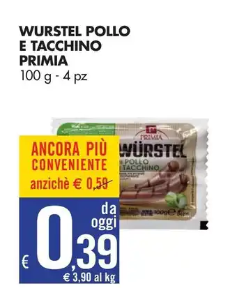 Tigros Primia Wurstel Pollo e Tacchino 100g 4pz offerta