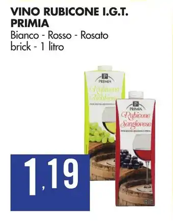 Tigros Primia Vino Rubicone I.G.T. 1 litro offerta