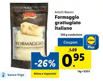 Lidl Antichi Maestri Formaggio grattugiato italiano 100 g confezione offerta