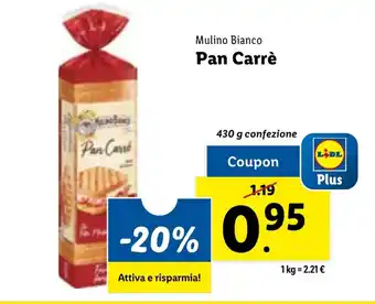 Lidl Mulino Bianco Pan Carrè 430 g confezione offerta