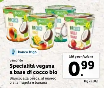 Lidl Vemondo Specialità vegana a base di cocco bio 150 g confezione offerta
