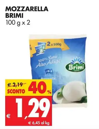 Tigros Brimi Mozzarella 100g x 2 offerta
